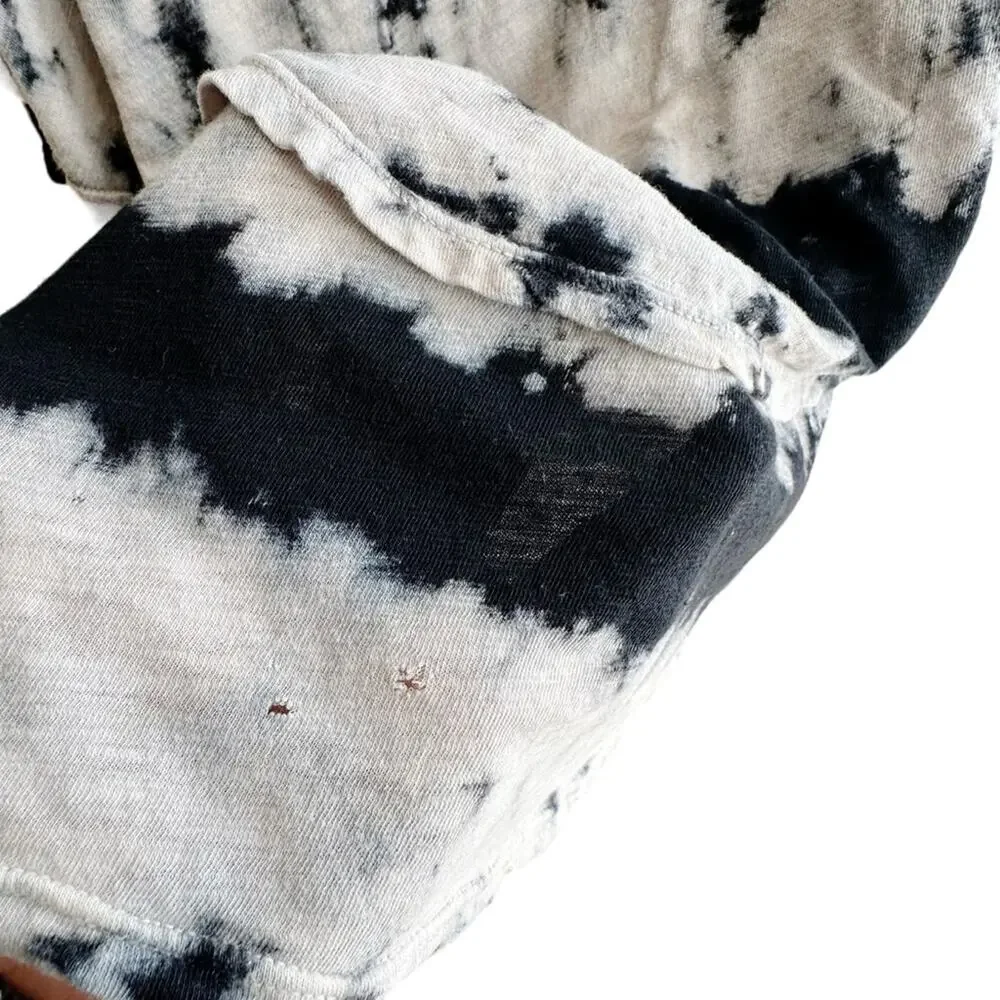 Soft Surroundings Tiered Tie Dye Cold Shoulder Linen Flutter Top